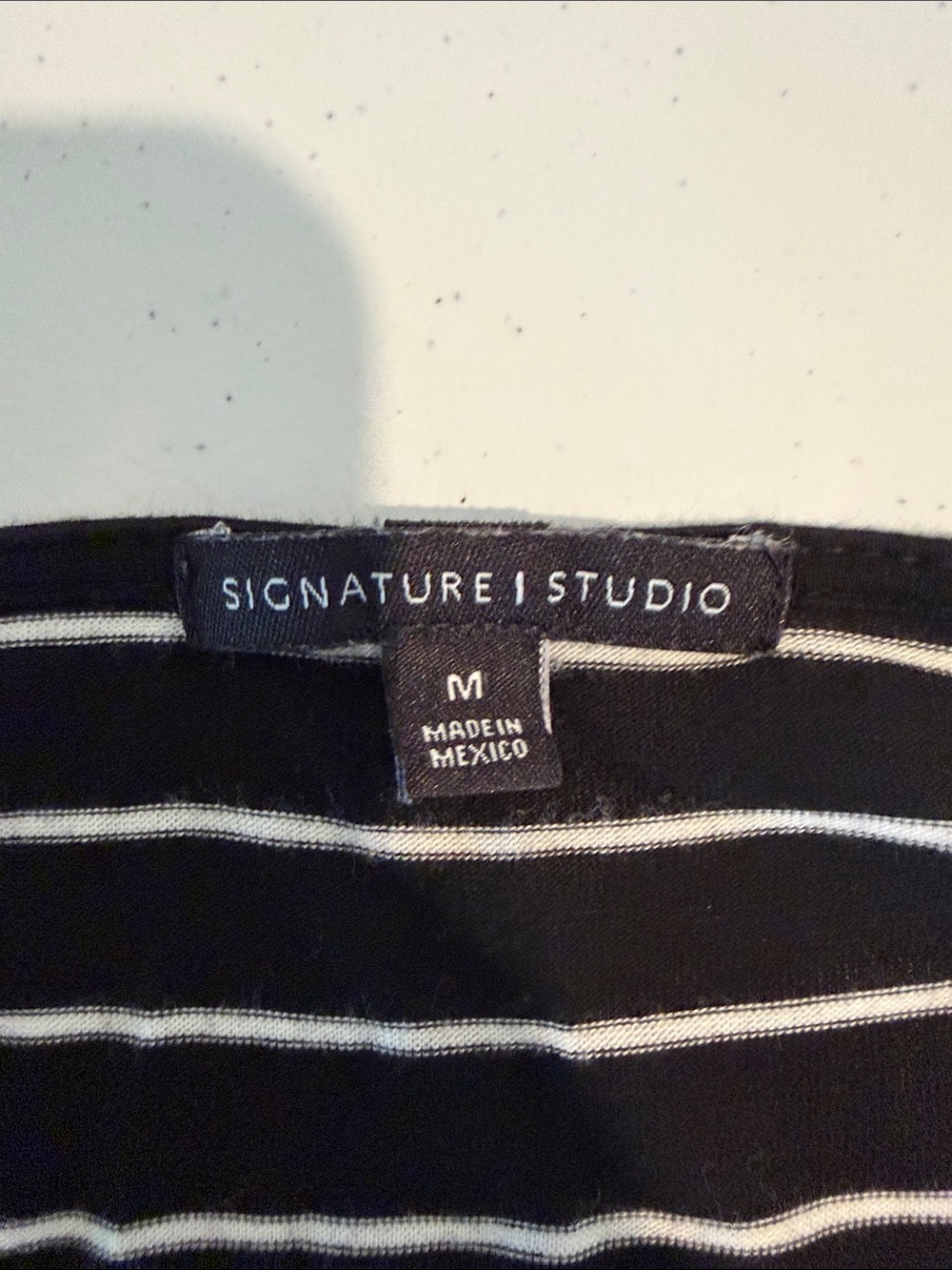 SIGNATURE STUDIO Black & White Striped Dress size medium - Picture 4 of 6